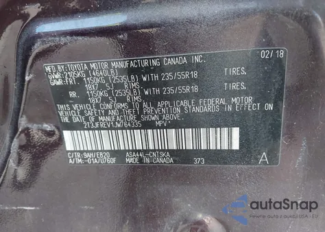 2018 Toyota Rav4 Se z USA, uszkodzony, nr VIN 2T3JFREV1JW764335